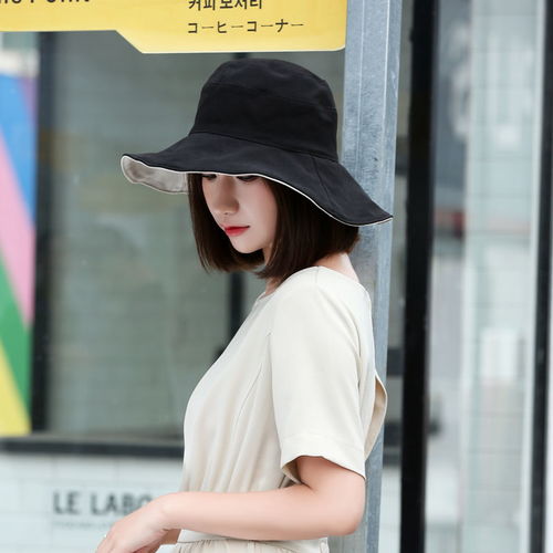 雙面漁夫帽大碼女夏太陽(yáng)帽出游防曬帽大號(hào)60盆帽布帽大頭圍遮陽(yáng)帽